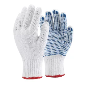   Kesztyű kötött PVC pöttyözéssel pamut/poliészter TOP COPE4, fehér/piros, 8