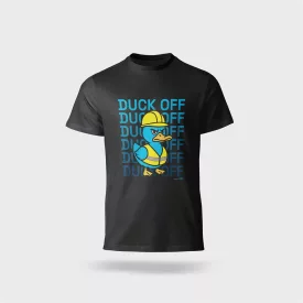   Póló kereknyakú Duck Off felirattal, 100% pamut 190g/m2, fekete, M