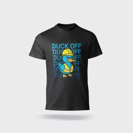 Póló kereknyakú Duck Off felirattal, 100% pamut 190g/m2, fekete, XL