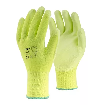 Kesztyű poliészter PU mártással TOP FLUO-Y PLUS, fluo srága, 8