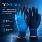 Kesztyű latex mártott poliészter gumírozott mandzsetta TOP FL, kék, 8