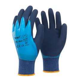   Kesztyű latex mártott poliészter gumírozott mandzsetta TOP FL, kék, 9
