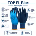 Kesztyű latex mártott poliészter gumírozott mandzsetta TOP FL, kék, 9