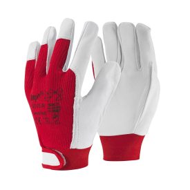   Védőkesztyű kecskebőr pamut kézhát gumírozott TOP GOVE, piros/fehér, 10