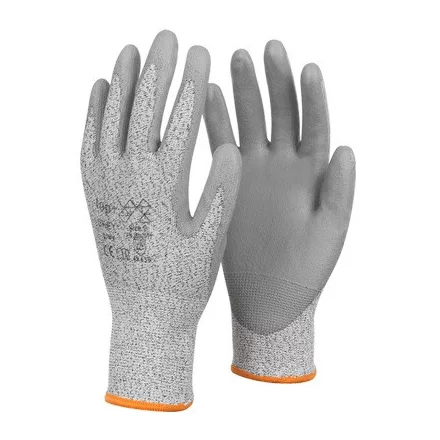 Védőkesztyű PU mártott kevertszálas vágásbiztos TOP GREY, szürke, 11