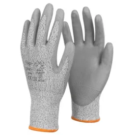   Védőkesztyű PU mártott kevertszálas vágásbiztos TOP GREY, szürke, 7