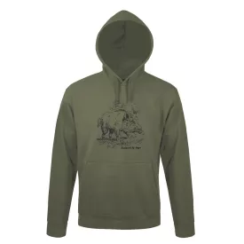   Kapucnis pulóver (vaddisznó mintával) 50% pamut 50% poliészter, military green, M