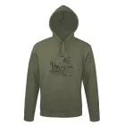 Kapucnis pulóver (vaddisznó mintával) 50% pamut 50% poliészter, military green, XL