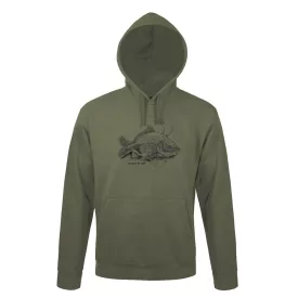   Kapucnis pulóver (ponty mintával) 50% pamut 50% poliészter, military green, 3XL