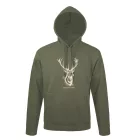 Kapucnis pulóver (szarvas mintával) 50% pamut 50% poliészter, military green, L