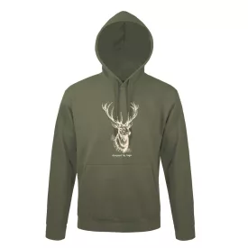   Kapucnis pulóver (szarvas mintával) 50% pamut 50% poliészter, military green, XL