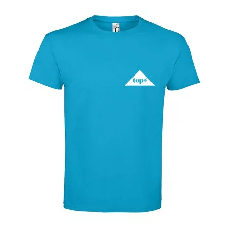 Póló (TOP logóval feliratozott, hímzett) kereknyakú TOP, vízkék, 2XL