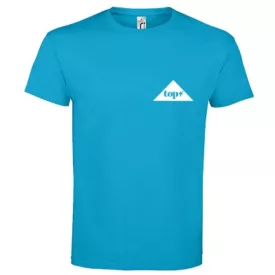   Póló (TOP logóval feliratozott, hímzett) kereknyakú TOP, vízkék, L