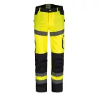 Munkanadrág derekas jólláthatósági, 65% poliészter, 35% pamut, fényvisszaverő csíkok,multifunkciós zsebek,fluosárga, 6XL