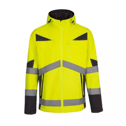 Munkakabát softshel jólláthatósági, 100% poliészter, fényvisszaverő csíkok, állítható mandzsetta, fluosárga, 2XL