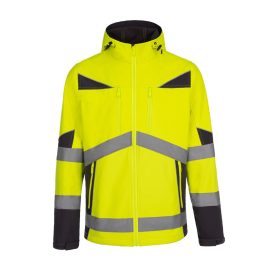   Munkakabát softshel jólláthatósági, 100% poliészter, fényvisszaverő csíkok, állítható mandzsetta, fluosárga, 6XL