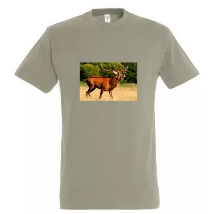 Póló (szarvas fotóval) kereknyakú (100%pamut 190gr/m2) TOP, khaki, 2XL