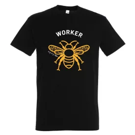   Póló (méhecske mintával Worker) kereknyakú TOP, deep black, 2XL