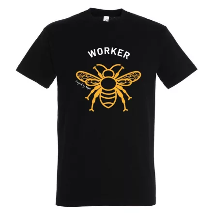 Póló (méhecske mintával Worker) kereknyakú TOP, deep black, L