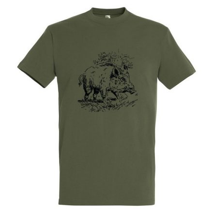 Póló (vaddisznó mintával) kereknyakú (100%pamut 190 g/m2) TOP, katonai szín, 3XL