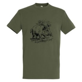   Póló (vaddisznó mintával) kereknyakú (100%pamut 190 g/m2) TOP, katonai szín, L