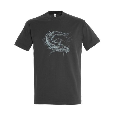 Póló (harcsa mintával) kereknyakú (100%pamut 190gr/m2) TOP, szürke, S