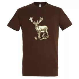   Póló (szarvas mintával) kereknyakú (100%pamut 190gr/m2) TOP, barna, M