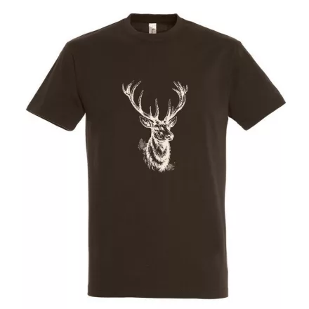 Póló (szarvasfej mintával) kereknyakú (100%pamut 190gr/m2) TOP, csokoládé, L