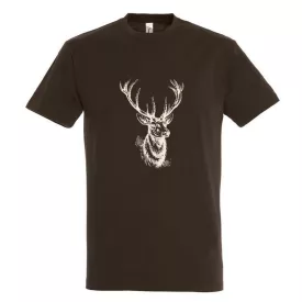   Póló (szarvasfej mintával) kereknyakú (100%pamut 190gr/m2) TOP, csokoládé, XL