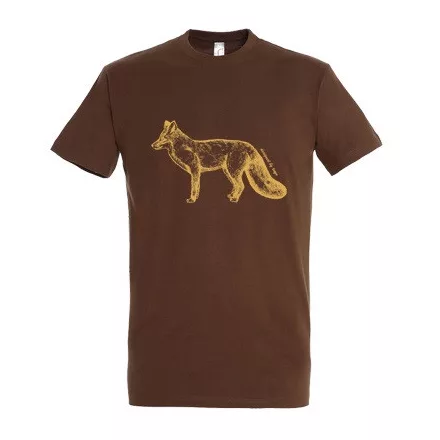 Póló (róka mintával) kereknyakú (100%pamut 190gr/m2) TOP, barna, M