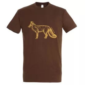   Póló (róka mintával) kereknyakú (100%pamut 190gr/m2) TOP, barna, XL