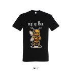 Póló (méhecske mintával Let it Bee) kereknyakú TOP, deep black, 2XL