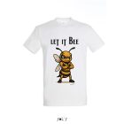 Póló (méhecske mintával Let it Bee) kereknyakú TOP, white, 5XL