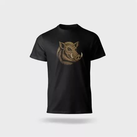 Póló (vaddisznó mintával) kereknyakú TOP, deep black, M