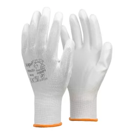   Védőkesztyű PU mártott nylon gumirozott mandzsetta TOP PRINCE+, fehér, 3XL