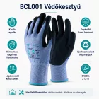 Védőkesztyű TOP RCL001 PE+spandex, habosított érdesített latex mártás, kék/fekete, 10