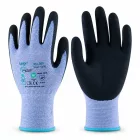Védőkesztyű TOP RCL001 PE+spandex, habosított érdesített latex mártás, kék/fekete, 8