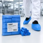 Cipővédő TOP SANISHOE gumírozott CPE, kék, 100db/csomag