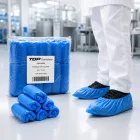 Cipővédő TOP SANISHOE gumírozott CPE, kék, 100db/csomag