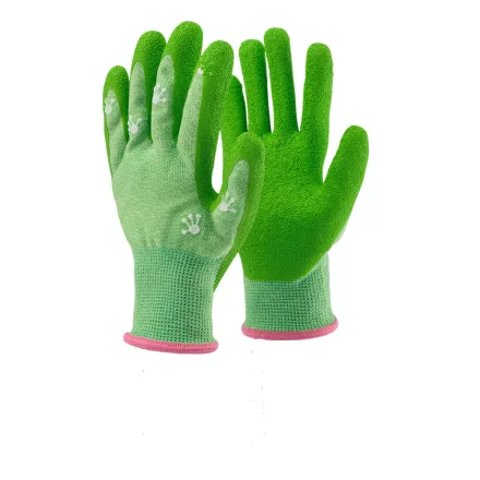 Kesztyű gyerek TOP SMILEY latex mártás, gumírozott mandzsetta, zöld, 3XS