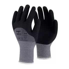   Kesztyű nylon, homokszemcsés nitrilhabba mártott, TOP SNS-2, fekete/szürke, 10