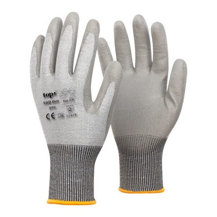 Kesztyű PU mártott polietilén acélszálakkal erősítve TOP SWD THIN, szürke, 8