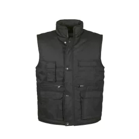   TOP VEST BASIC bélelt mellény, 80% poliészter, 20% pamut, multifunkciós zsebek, fekete, 4XL