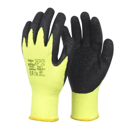 Kesztyű latex mártott kevertszálas TOP WINTER O, narancs/fekete, XXL