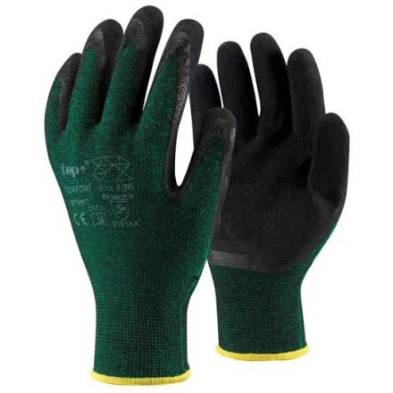 TOP COMFORT LATEX MÁRTOTT VÉDŐKESZTYŰ, PE ÉS SPANDEX ALAPÚ, EXTRA KÉNYELMES