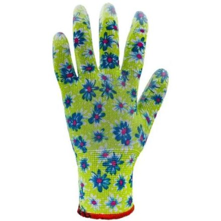 TOP PU FLOWER PU MÁRTOTT VÉDŐKESZTYŰ, GUMÍROZOTT MANDZSETTA ÉS VIRÁG MINTÁZATTAL
