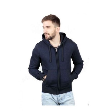 VESTI FULL ZIP (VE427) férfi pulóver poliészter/pamut zsebes végig zipzáras kapucnis, Poliészter/Pamut