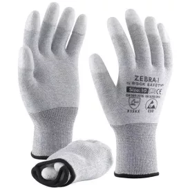   Rock Safety ZEBRA-1-V Karbonszálas poliészter ESD kesztyű PU ujjvégmártással
