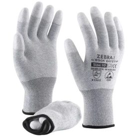   Rock Safety ZEBRA-1-V Karbonszálas poliészter ESD kesztyű PU ujjvégmártással