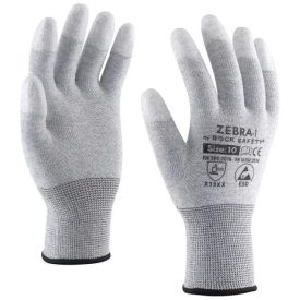   Rock Safety ZEBRA-1 Karbonszálas poliészter ESD kesztyű PU ujjvégmártással
